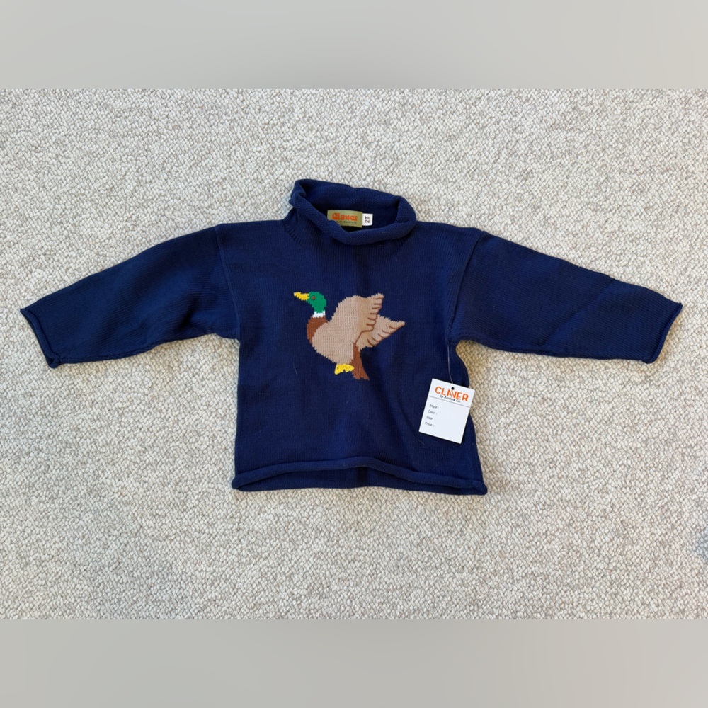 Claver Navy Blue Flying Mallard Duck Sweater